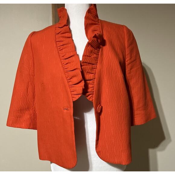 Milly of New York Women's Size 6 Orange Jacket Blazer - Picture 6 of 10